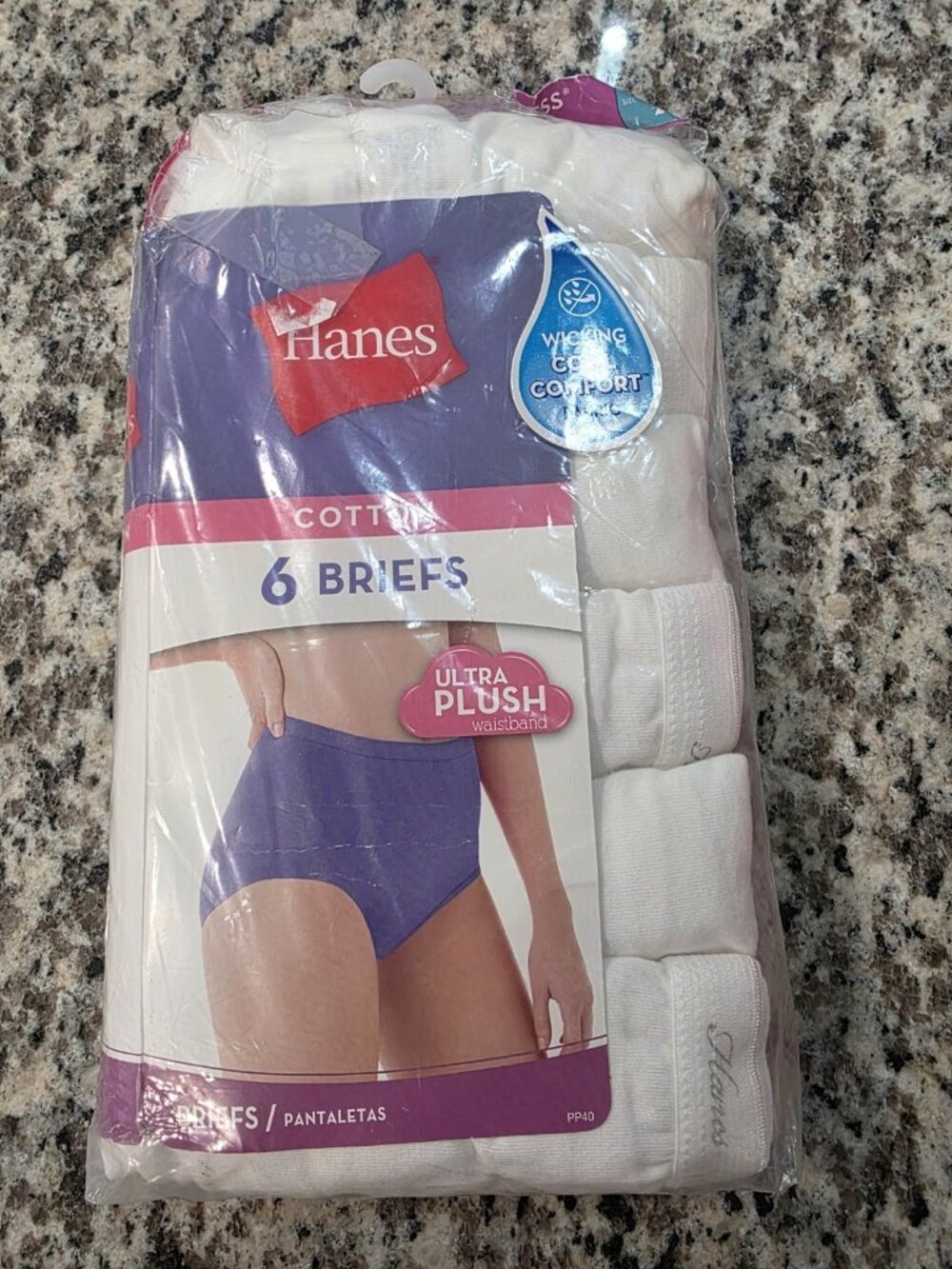 HANES Womens 100%  Cotton Briefs White 6 Pack Size 9 Tagless Ultra Plush NEW!
